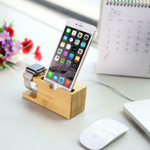 Load image into Gallery viewer, Bamboo Wood Charging Base Desktop Dock Stand
