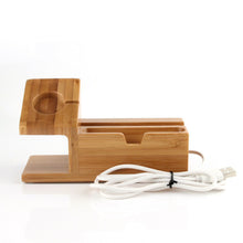 Load image into Gallery viewer, Bamboo Wood Charging Base Desktop Dock Stand
