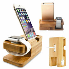 Load image into Gallery viewer, Bamboo Wood Charging Base Desktop Dock Stand
