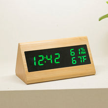 Load image into Gallery viewer, Bamboo Products With Mirror Electronic Bedside Clock Temperature Humidity
